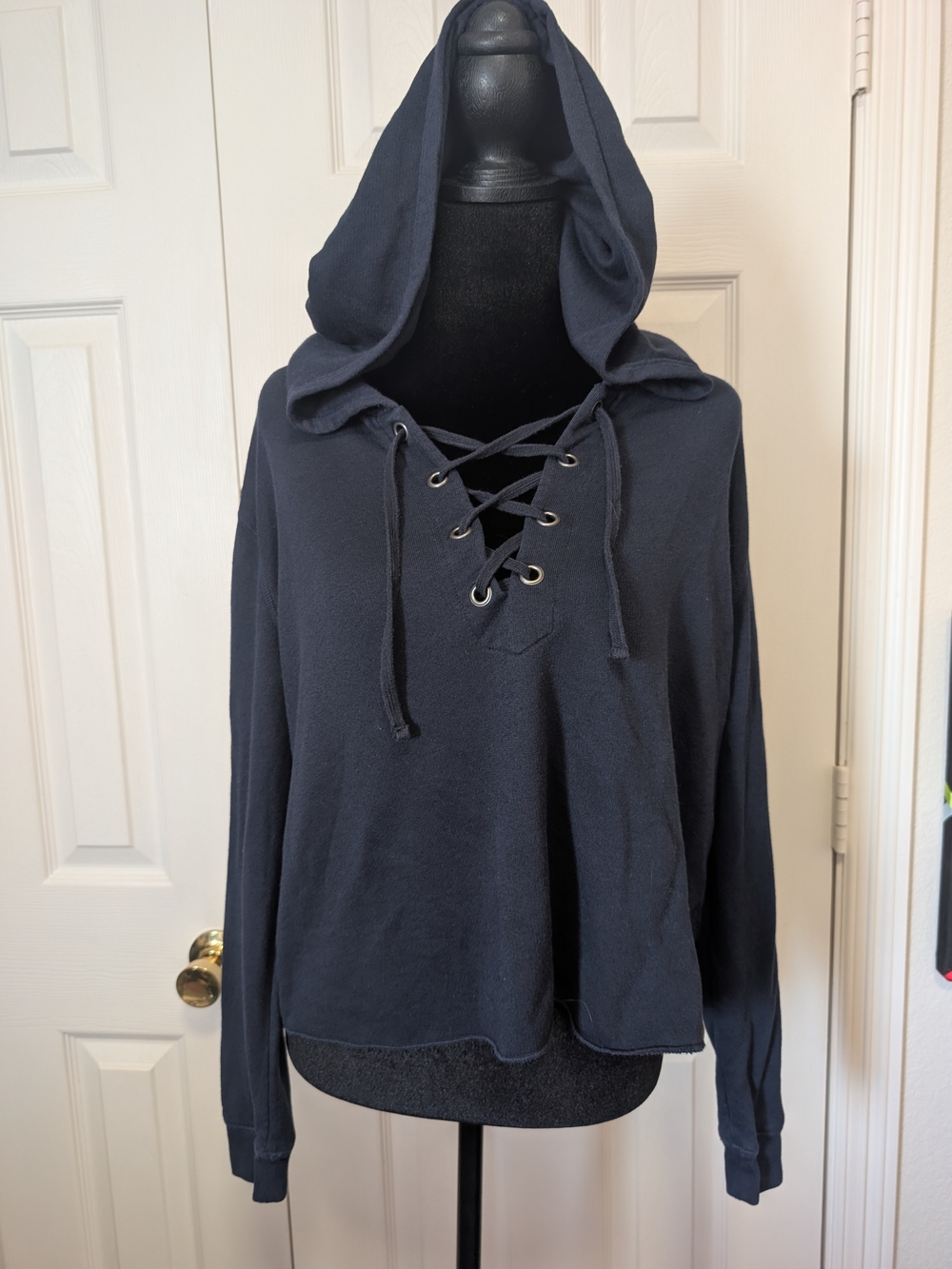 Denim & Supply Ralph Lauren Dark Navy Lace-Up Hooded Sweatshirt